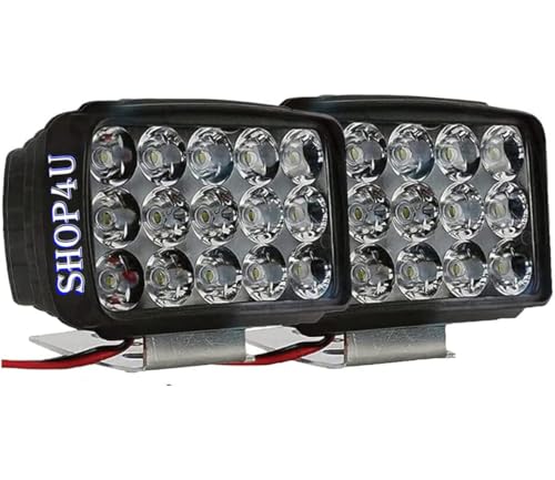 Image of 12V Waterproof Fog Lamp with 15 LEDs ? Off-Road Motorcycle & Scooty Bar Light (Pack of 2, White)