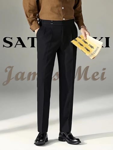 Men's Classic Gurkha Dress Pants Flat Front Trousers Casual Business Suit Pants4