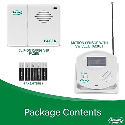Image of Smart Caregiver Wireless Motion Sensor Alarm System with Pager for Fall and Wandering Prevention | Mountable Motion Detector Alarm Alerts Medical Caregiver with Up to 300' Range | Bed or Door Movement