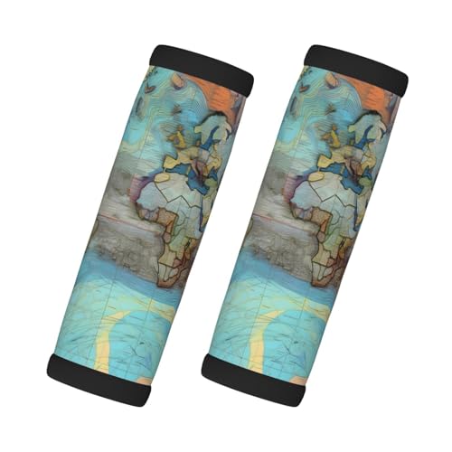 XZDHL Lot de 2 housses de poignée de bagage en caoutchouc chloroprène Motif carte du monde