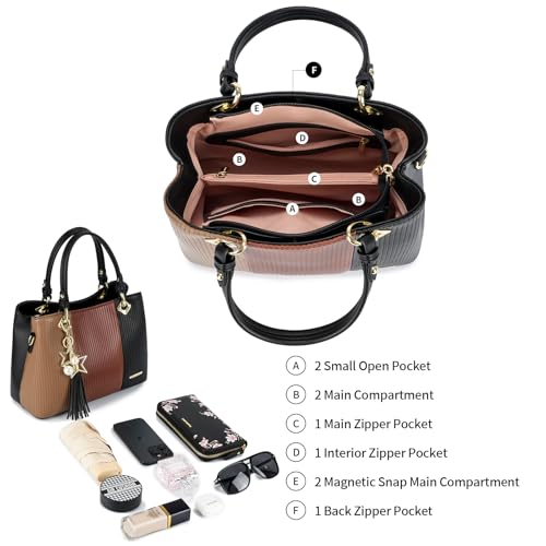 Image of Pomelo Best Purses and Handbags for Women with Multiple Pockets, Leather Top Handle Satchel Fashion Tote Shoulder Bags Ladies