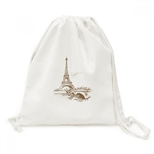 Sac à cordon Tour Eiffel Paris en toile pour voyage et loisirs
