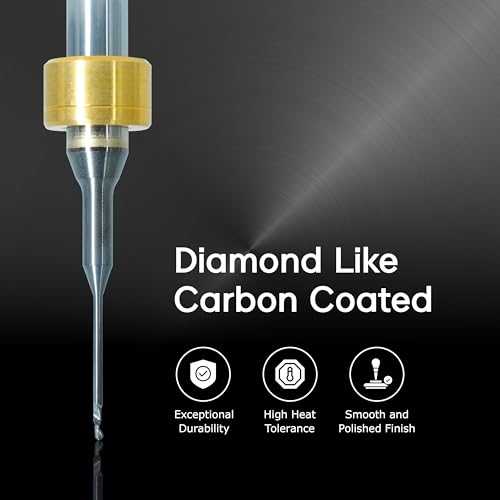 Image of Hansong DLC-Coated Milling Burs 1mm - Compatible with IMES-ICORE Coritec CAD /CAM Systems (350i, 650i Series), for PMMA, PEEK, Wax - 6mm Shank, Carbide Endmill