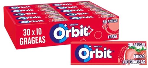 Orbit Chicles Sabor - Paquete De 30 X 14 Gr, Fresa, 420 Gramo, 30 Unidades