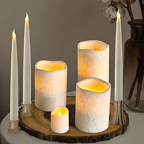 Flameless Candles Furora Lighting Ivory Candles Set Of 8 Bundle With 6 Pcs White Taper Candles(Total 12 Battery Candles)-Pillar Candles, Votive Candles And Taper Candles Perfect For Mothers Day Gifts #TOP4