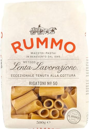 Rummo Rigatoni Pasta No.50 - Premium Italian Tube Pasta Expertly Ridged for a Robust Sauce Retention 500 g (Pack of 1)