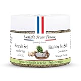 Straight from France Genuinely French, Authentic French Fleur De Sel, Hand Harvested Artisan Finishing Sea Salt with Parsley and Garlic 1.5 Oz