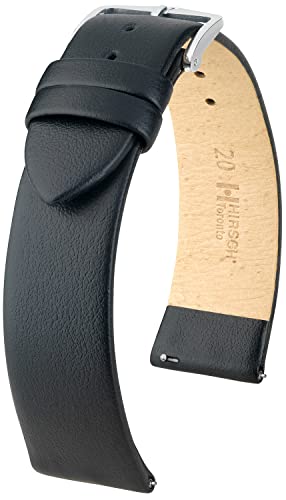 HIRSCH Toronto Uhrenarmband - Uhrband aus italienischem Leder für Damen- & Herren-Uhren - mit Werkzeug - Schwarz - 20 mm