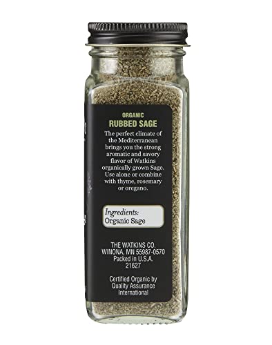 Image of Watkins Gourmet Organic Spice Jar, Rubbed Sage, 0.7 Ounce Jar, 3 Count