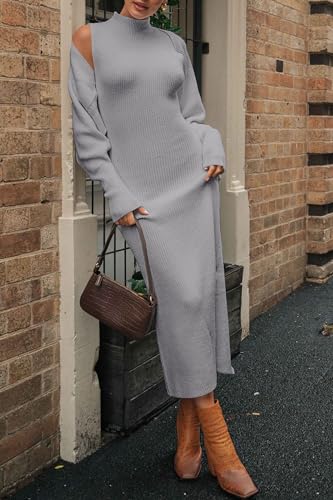 PRETTYGARDEN Women's Fall 2 Piece Outfits Knit Long Sleeve Cropped Cardigan Pullover Sweater Maxi Dress Sets Winter Clothing