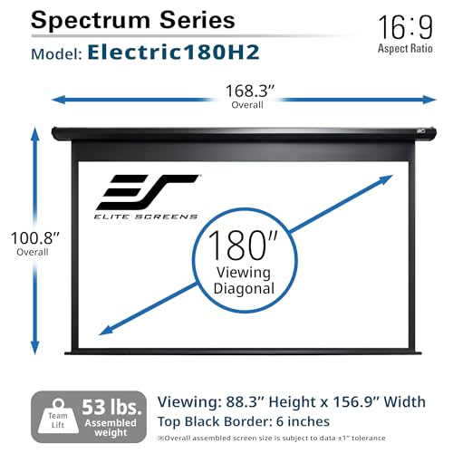 Image of Projector Screen Elite Screens Spectrum RC1 Remote, 180-INCH Diag 16:9, Motorized Projection Screen Movie Home Theater 4K /8K Ultra HD Ready, ELECTRIC180H2