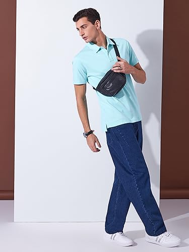 Image of Men's Solid Polo Collar Casual T-Shirt with Pocket | Cotton Polo Collar Half Sleeves Solid T-Shirt | Slim Fit Polos