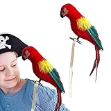 Pirate Parrot on Shoulder Life Size Foam Feather Parrot Macaw Birds for Decoration Costume Shoulder Ornament Modern Home Garden Party Decor (Red Yellow Style 1)