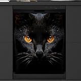 Mexpekil Cubierta magnética para lavavajillas con diseño de gato negro de 23 x 26 pulgadas, adhesivo decorativo para puerta delantera, impermeable, panel de electrodomésticos de cocina, calcomanía