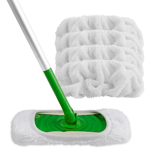 AIDEA Reusable Microfibre Mop Refill Pads Compatible with Flash Speedmop-Washable Wet Pad Refills for Wet & Dry Use,Floor Cleaning Mop Head Pads Refills for Household Cleaning,Pack of 4