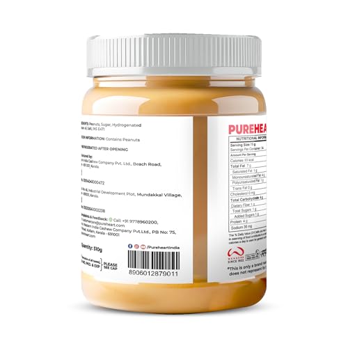 Image of Pureheart Nutbutter Creamy Peanut Butter 510 gm | Natural & Premium Roasted Peanuts | High Protein, Rich in Fiber | Zero Trans Fats | for Tasty Breakfast & Post Workout Protein Snack