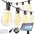 luckystyle 50FT Solar String Lights Outdoor Waterproof with 18+1 LED Bulbs Long Last for 20+Hrs, Commercial Grade Shatterproof USB Patio Solar Powered Lights for Camping?Backyard, Garden, Porch Decor