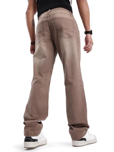 Image of WROGN Men's Mid-Rise Jeans | 100% Cotton | Anti-Fit Relaxed Silhouette