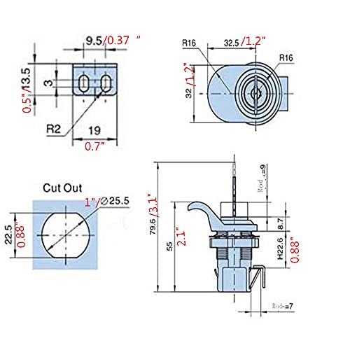 image for Angrylife 2PCS Push Button Series Plastic & Metal to Close Latch with 