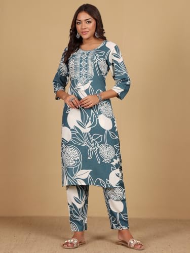 Image of Varanga Women-Gota Detailed Ethnic Floral Printed Kaftan & Trouser