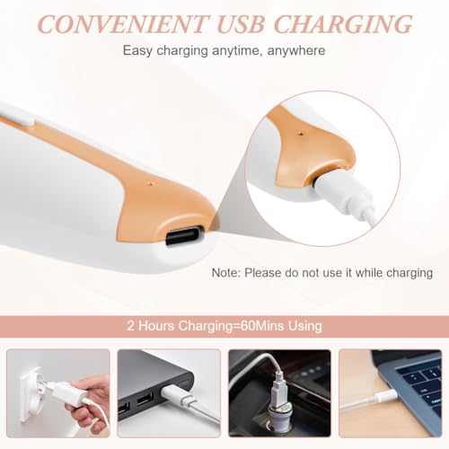 AOOWU Afeitadora Mujer, 4 en 1 Rasuradora Mujer Zona Intima, Recargable Kit Afeitadora Electrica, Portátil Afeitadora Electrica Mujer para Cuerpo, Zona del Bikini, Vello Facial, Nariz y Cejas, Blanco - imagen 8