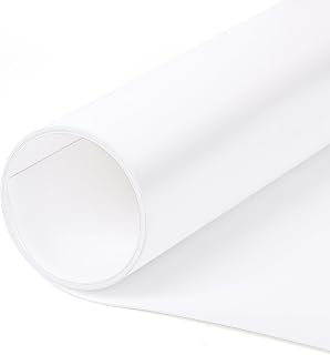 White Plastic Roll 16x96In 0.8mm Thick Hard Polypropylene Flexible Plastic Sheet for DIY Crafts, Custom Gaskets, Furniture Trim Protective Liners, Heat Bendable Cut-to-Size