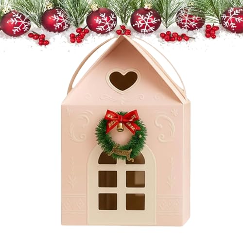 クリスマスクッキーボックス - ハウス型3Dボックス、チョコレートスナック用ベーカリーコテージ、お菓子、クリスマス/冬、ホリデーパーティー。