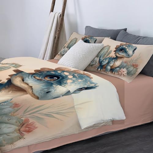Housse de couette facile à laver parure de lit 3D dinosaure 260cm - 8