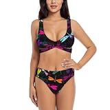 Rango de tallas: disponible de S a XXL, este bonito traje de baño de dos piezas con estampado de libélula se adapta a mujeres, niñas, adolescentes, mujeres y madres de diferentes tamaños y tipos de cuerpo.