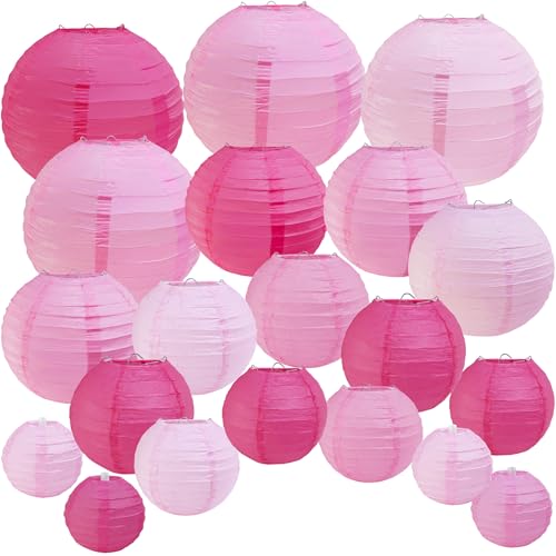 Winlyn 20 Pack Pink Paper Lanterns Party Decorations Hanging Round Chinese Paper Lanterns 4