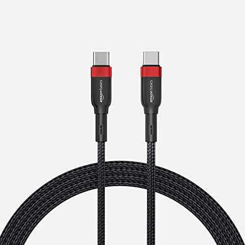 amazon basics Premium Braided USB Type-C to Type-C with PD 60W fast Charging and Data cable (Red -1.2 Meter)
