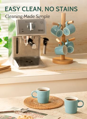Image of Sweese 3.5oz Porcelain Espresso Cups Set of 4, Mini Coffee Mugs Demitasse Cups - Turquoise