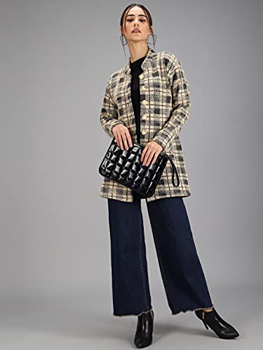 Image of eWools Women's Wool Blend Banded Collar Cardigan Sweaters