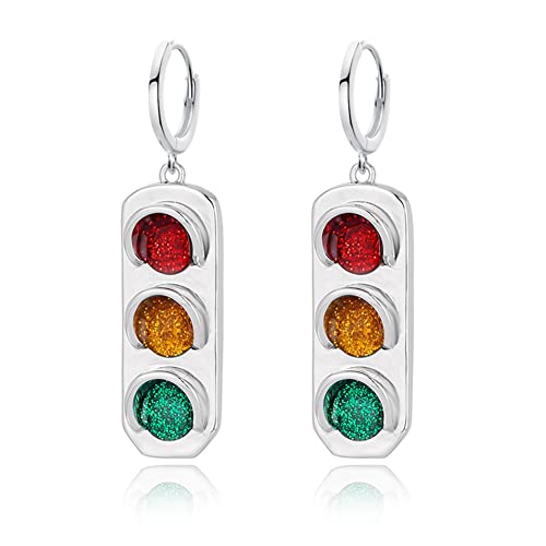 ANXIN Unique Personality Creative Traffic Light Drop Dangle Earrings Simple Fashionable Geometric Color Traffic Light Earrings Jewelry Gifts For Women