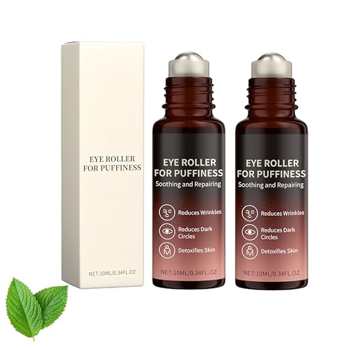 Retinol & Vitamin C Augencreme mit Augenroller - Gegen Falten, Tränensäcke & Augenringe - Anti Aging Serum zur Straffung & Pflege der Augenpartie - Für müde Augen, Tages & Nachtpflege (2pc, 20ml)