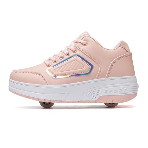 Roller Skate Shoes for Kids Girls & Boys, Shoes with Wheels for Ages 6-12, 2-in-1 Easy Roller Retractable Wheelies Moon Shoes for Little Kids/Big Kids2