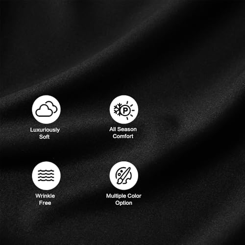 Image of Black Fitted Sheet,Full Size Fitted Sheet with Deep Pocket 18 inch,Ultra Soft & Breathable FittedSheet Easily Fits 18 inch to 24 inch Mattress
