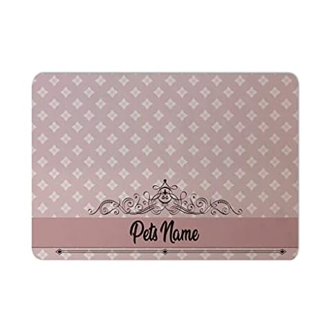 Personalised Food Mat Custom Pet Placemat Pattern #2 PINK Bowl Place Mat Feeding Mat for Dog Cat Pet Non Slip Waterproof - ADD YOUR TEXT/NAME Cover