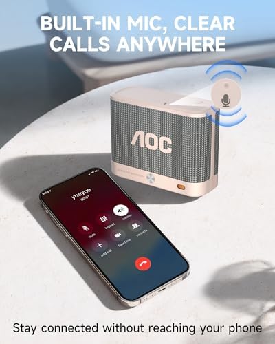AOC Portable Bluetooth Speaker, Shower Speaker, BT 5.4 with Wireless Stereo Pairing, BassUp, IP65 Waterproof, Dustproof, 30-Hour Playtime, Compact Small for Home, Outdoors, White — view 6