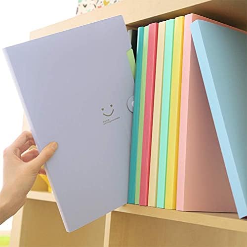 6 PCS Expanding File Folder A4 Organ Folder with 5 Pockets Accordion Document Organizer for School and Office (Beige, Blue, Light Green, Grass Green, Light Pink, Purple)