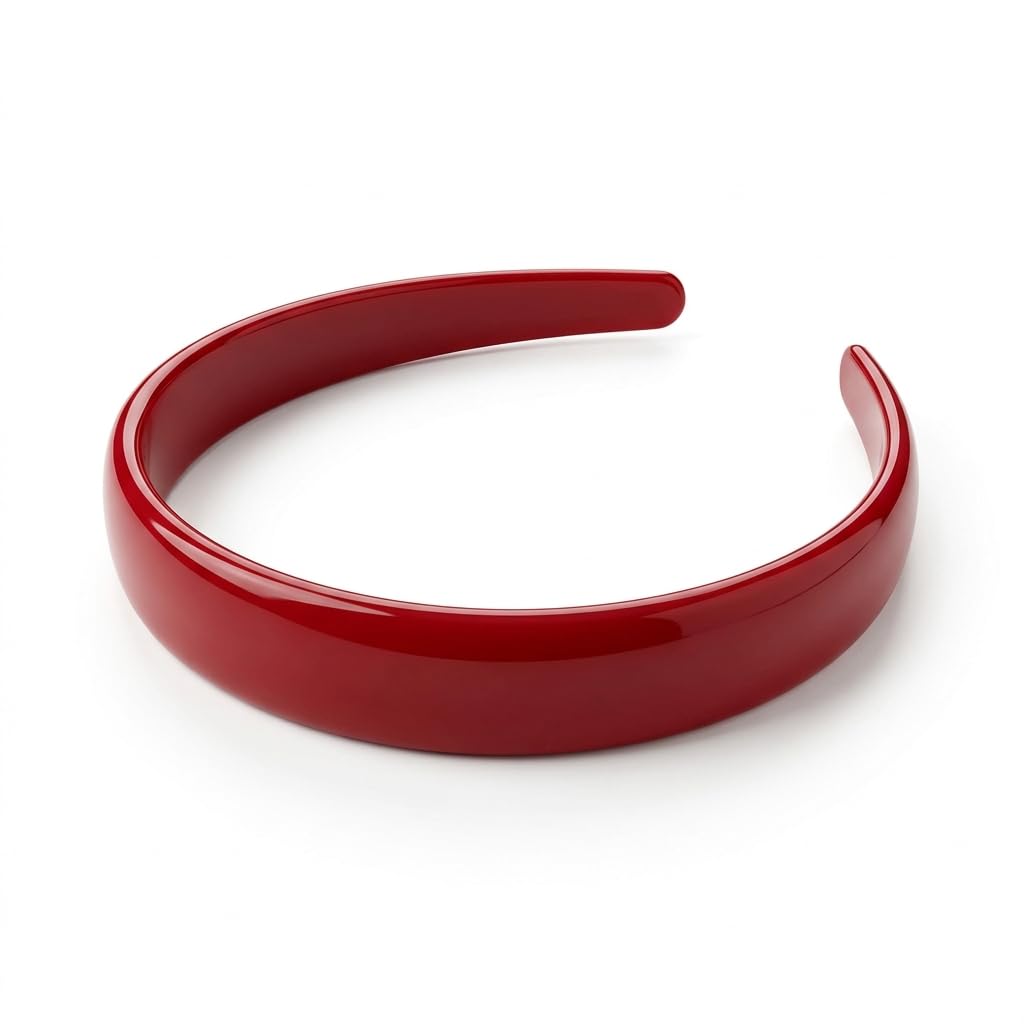 Plain Red Hairband for Women | Lightweight Plastic Headband for Girls | Smooth Finish Hair Accessory Pack of 1)-image-2