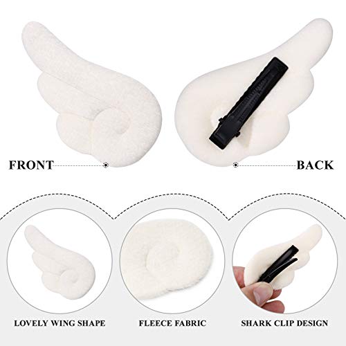 Lurrose 2 Pairs Angel Wings Hair Clips Plush Cute Hair Barrettes Leather Cartoon Hairpins Non Slip Hair Accessories For Toddler Girls Kids (White Angel Wings Pattern + Black Pattern) #TOP3