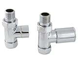 Dritto modello Ascot Coppia valvole dei radiatori Dritto. Costruzione in Ottone Cromato.