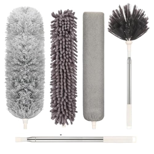 Image of 5-in-1 Fan Cleaning Kit with Extendable Rod | Microfiber Ceiling Fan Cleaner, Dusting Brush Set for Home, Wall, AC & Hard-to-Reach Areas (Fan dsuter kit)