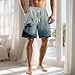 Beach Shorts for Men Casual Loose Fit Summer Fashion Gradient Blue Artistic Print Drawstring Elastic Waist Pants Lightweight Comfy Quick Dry Gym Vacation Hawaiian Knee Length Swimsuit with Pockets,L