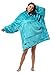Oversized Wearable Blanket Sweatshirt Comfortable Sherpa Giant Hoodie Aqua