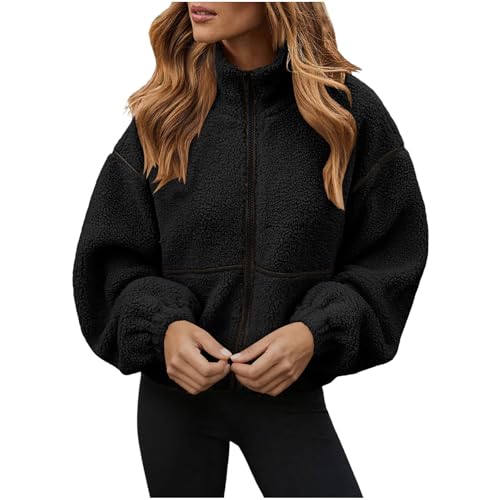 BFSWL Chaqueta de peluche para mujer, de forro polar, de felpa