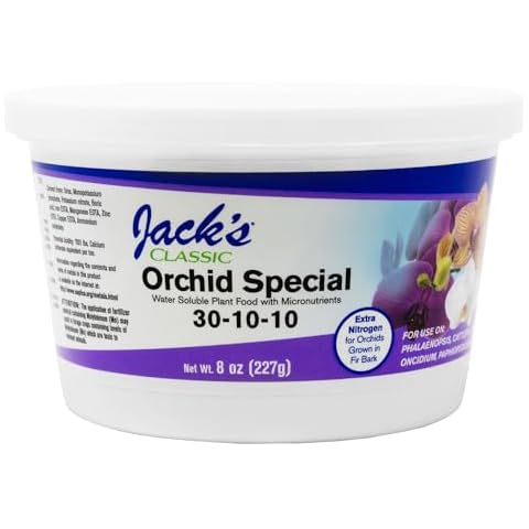 Jack's Classic 30-10-10 Orchid Special Water-Soluble Fertilizer with Micronutrients and Extra Nitrogen, Used for Turfs and Ornamental Grasses, 8oz Cover