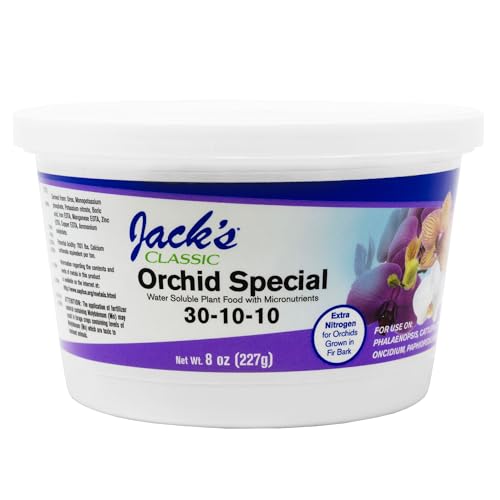 Jack's Classic 30-10-10 Orchid Special Water-Soluble Fertilizer with Micronutrients and Extra Nitrogen, Used for Turfs and Ornamental Grasses, 8oz