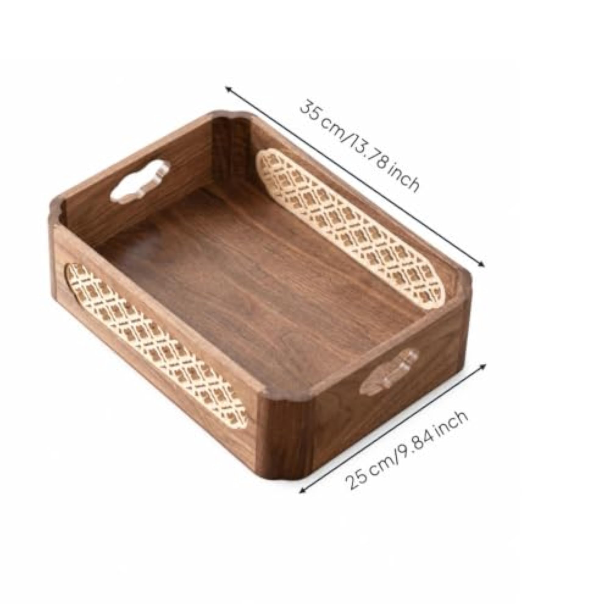Walnut Wood Box with Handles for Storage